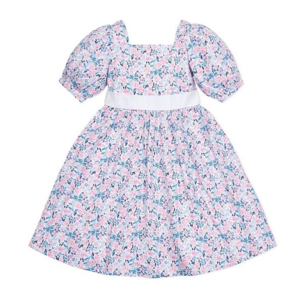 NWOT Hope & Henry Linen Blend Puff Sleeve Floral Party Dress Baby 6-12 Months - Picture 1 of 13